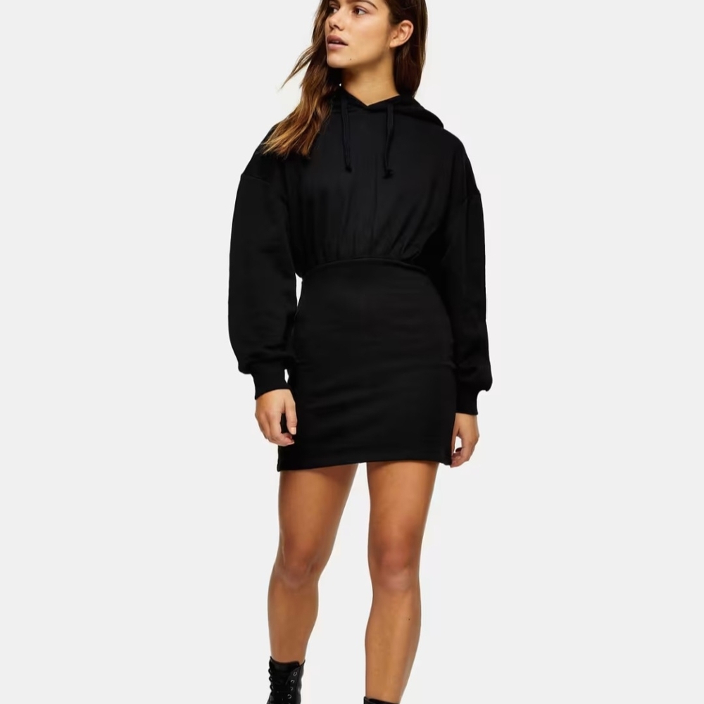 Topshop Black Hoodie Dress